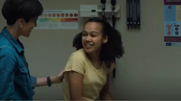 Anthony Thomas Melillo Slub Jersey School Boy Tee In Yellow worn by Leeza (Annarah Cymone) as seen in Midnight Mass (S01E03)