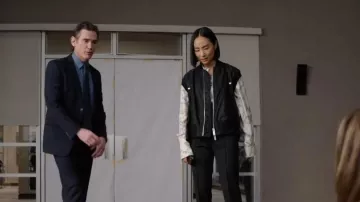 Victoria Beckham Chain Print Blouse worn by Stella Bak (Greta Lee) as seen in The Morning Show (S02E02)