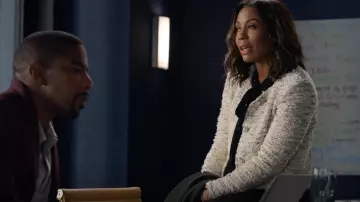 Iro Boucle Tweed Pearl Button Jacket worn by Mia Jordan (Karen Pittman) as seen in The Morning Show (S02E02)