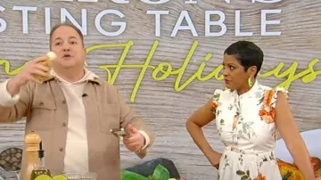 Erdem Floral-Print Ruffle Sleeveless Midi Shirtdress worn by Tamron Hall as seen in Tamron Hall Show on March 29, 2024