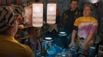 Dries Van Noten Pyril Abstract Wave-Print Slim Crop Pants worn by Elliott Goss (John Early) as seen in Search Party (S05E05)