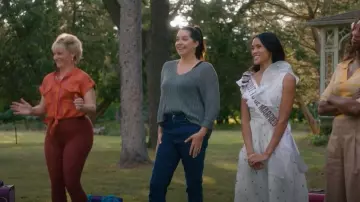 Frnch Celene Shirt worn by Val Szalinsky (Sarah McVie) as seen in Workin' Moms (S06E10)