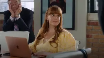 Selected Femme Joyce Flo­ral A-Line Dress worn by Rosie Phillips (Nikki Duval) as seen in Workin' Moms (S06E11)