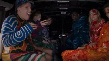 The Elder Statesman Thel­ma Cardi­gan worn by Elliott Goss (John Early) as seen in Search Party (S05E09)