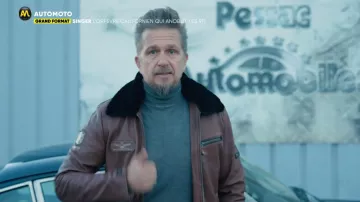Le blouson en cuir marron de la Royal Air Force porté par Jean-Pierre Gagick dans l'émission Auto-Moto
