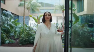 Lanvin Cape Design Midi Dress worn by Molly Novak (Maya Rudolph) as seen in Loot (S02E01)