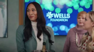 Maje Villette Belted Double Breasted Stretch Woven Blazer worn by Sofia Salinas (MJ Rodriguez) as seen in Loot (S02E02)