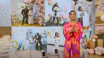 Ramy Brook Robin Floral Wide-Leg Pants worn by Tamron Hall as seen in Tamron Hall Show on April 2, 2024