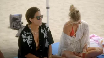 Free People Flowers Embroidered Shirt worn by Kate Maloney as seen in Vanderpump Rules (S11E10)