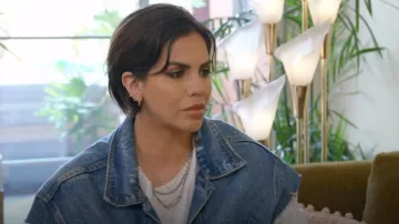 R13 Raw Edge Denim Oversized Trucker Vest worn by Kate Maloney as seen in Vanderpump Rules (S11E10)