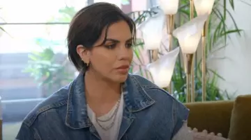 R13 Raw Edge Denim Oversized Trucker Vest worn by Kate Maloney as seen in Vanderpump Rules (S11E10)