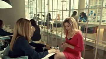 The pink dress and sexy with long sleeves and V-neckline Krystal in Orphan Black