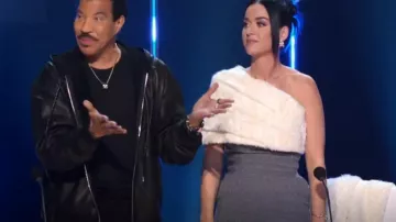 Bottega Veneta Wool Mi­ni Dress worn by Katy Perry as seen in American Idol (S22E06)