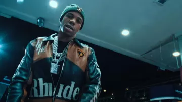 Rhude x Lamborghini Black & Brown Leather Jacket worn by A Boogie wit da Hoodie in A Boogie Wit Da Hoodie - Steppas (Official Video)