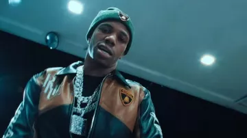 Rhude x Lamborghini Olive Green Beanie worn by A Boogie wit da Hoodie in A Boogie Wit Da Hoodie - Steppas (Official Video)