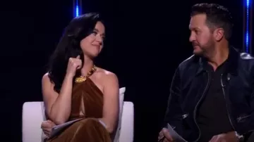 Schiaparelli Col­umn Dress worn by Katy Perry as seen in American Idol (S22E07)