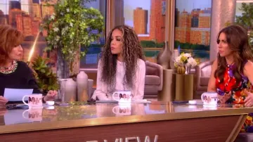 Victoria Beckham Abstract Long Dolman-Sleeve Midi Dress worn by Sunny Hostin as seen in The View on April 3, 2024