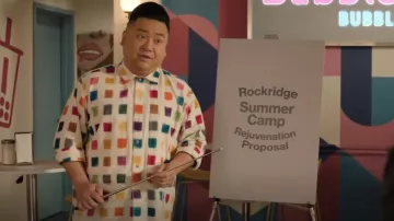 Nor Black Nor White Keep It Clas­sic Ikat Shirt worn by Andrew Pham (Andrew Phung) as seen in Run the Burbs (S03E13)