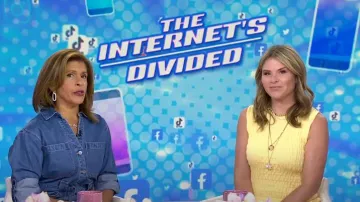 Kendra Scott Danielle Mother Of Pearl Link Charm Huggie Hoop Earrings worn by Hoda Kotb as seen in Today with Hoda & Jenna on April 3, 2024