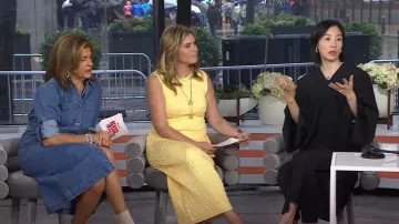 Pearl by Lela Rose Smocked Knit Dress usado por Jenna Bush Hager como se ve en Today with Hoda & Jenna el 3 de abril de 2024