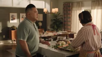 Banana Republic Jax Po­lo worn by Andrew Pham (Andrew Phung) as seen in Run the Burbs (S03E13)