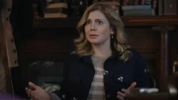 Club Monaco Cashmere Silk Stripe Sweater worn by Samantha (Rose McIver) as seen in Ghosts (S03E06)
