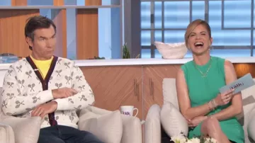 Brooks Brothers Supima® Cotton Racquet Jacquard Pattern Cardigan worn by Jerry O'Connell as seen in The Talk on  April 4, 2024