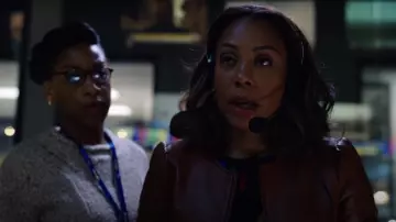 Rebecca Taylor Zip Front Patch Pocket Leather Jacket worn by Mia Jordan (Karen Pittman) as seen in The Morning Show (S02E08)