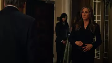 Dior Laced Palto Jacket worn by Alex Levy (Jennifer Aniston) as seen in The Morning Show (S02E09)