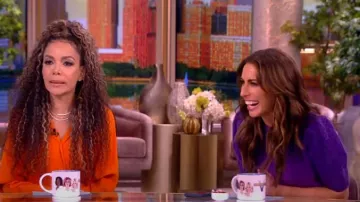 English Factory Short Sleeve Pullover Sweater worn by Alyssa Farah as seen in The View on  April 5, 2024