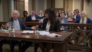 Elie tahari Jezebel Plaid Double-Breasted Jacket worn by Sibby Sanders (Sanaa Lathan) as seen in Curb Your Enthusiasm (S12E10)