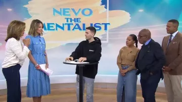 Lafayette 148 Cashmere Open-Knit Striped Sweater worn by Hoda Kotb as seen in Today on April 5, 2024