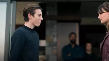 G Star Army Mock Neck Sweater worn by Gabe (Griffin Gluck) as seen in Locke & Key (S02E10)