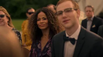 The Kooples Long Pleated Dress With Violet Print worn by Ellie Whedon (Sherri Saum) as seen in Locke & Key (S03E02)