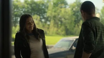 Blank Nyc French Grey Mo­to Jack­et worn by Carly Miller (Oriana Leman) as seen in Locke & Key (S03E04)