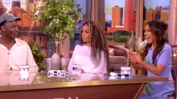 Carolina Herrera Floral Print Jacquard Knit Fit & Flare Dress worn by Alyssa Farah as seen in The View on April 8, 2024