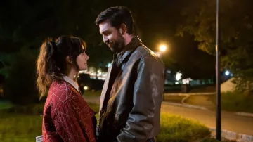 Urban Outfitters Red quilted jacket worn by Margot (Emilia Jones) in Cat Person movie