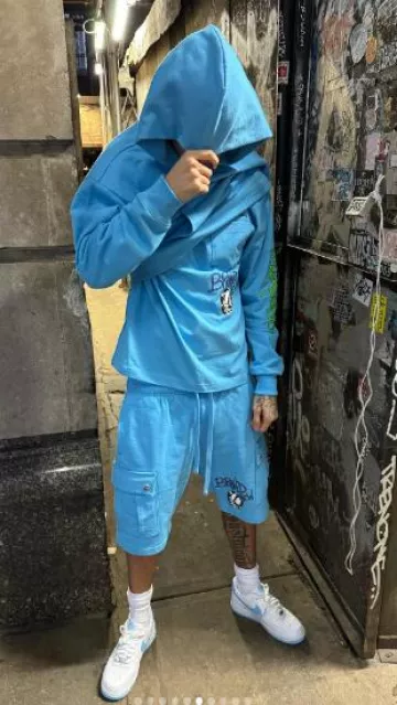 Nike Air Force 1 Low 'Light Aquarius Blue' sneakers worn by Central Cee on his Instagram account @centralcee