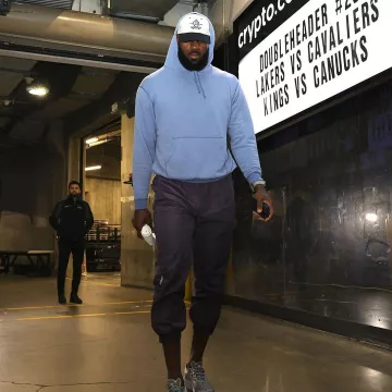 Nike x Nocta Purple Trackpants worn by LeBron James on the Instagram account @lakers