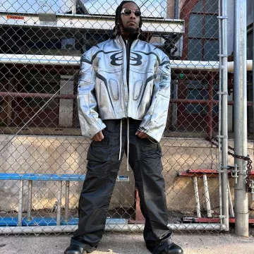 Rick Owens Black Nylon 'Creatch' Cargo Pants worn by Offset on the Instagram account @offsetyrn