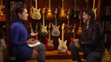 Sezane Gillie Skirt in Electric Blue worn by Lilia Luciano as seen in CBS Mornings on April 9, 2024