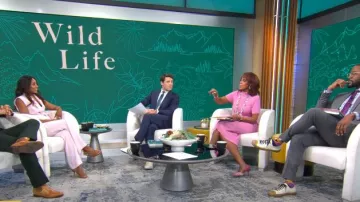 Staud Lilou Dress worn by Gayle King as seen in CBS Mornings on April 11, 2024