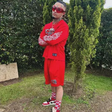 Balenciaga Red Mask Butterfly Sunglasses worn by Lil Pump on the Instagram account @lilpump