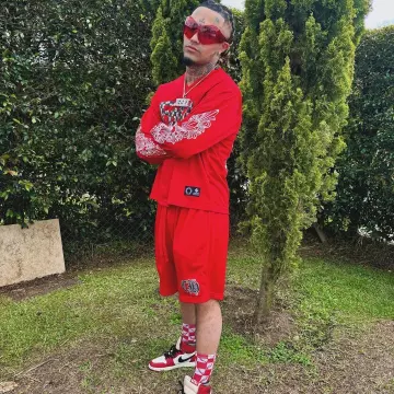 Chrome Hearts Matty Boy Red Checkered Socks worn by Lil Pump on the Instagram account @lilpump