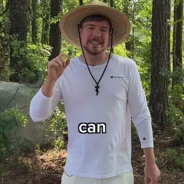 Champion White Long Sleeve tee worn by MrBeast on his Tiktok video post