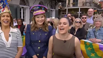 Demarson Divina Crystal Waterfall Earrings worn by Donna Farizan as seen in Today with Hoda & Jenna on  April 11, 2024