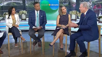 Eliza J Sleeveless Tweed Fit & Flare Dress worn by Dylan Dreyer as seen in Today on  April 12, 2024