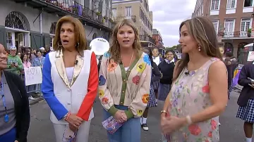 Queen Of Sparkles Poppy Cardigan worn by Jenna Bush Hager as seen in Today on  April 12, 2024