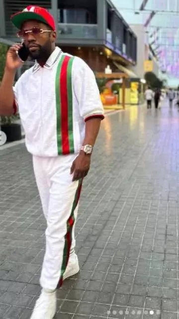 Gucci White Terry Cotton & Web-Stripe Joggers worn by Floyd Mayweather on his Instagram account @floydmayweather