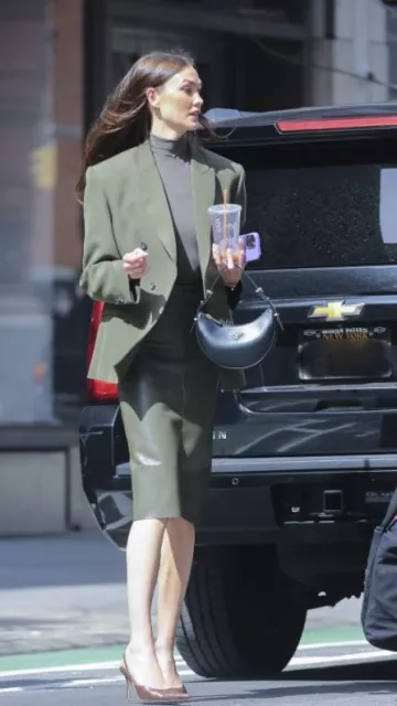 Wardrobe.Nyc Double-Breasted Virgin Wool Blazer worn by  Karlie Kloss in New York City on April 9, 2024